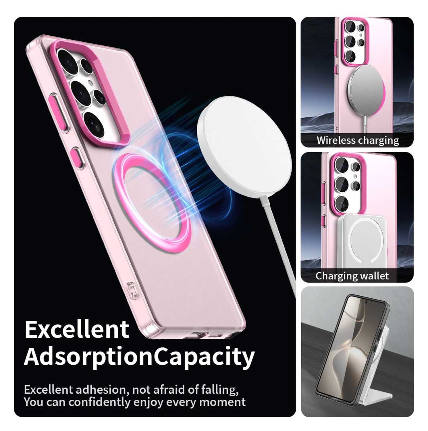 Samsung Galaxy S25 Ultra Hoesje MagSafe Backcover Semi-Transparant & Roze afbeelding 6