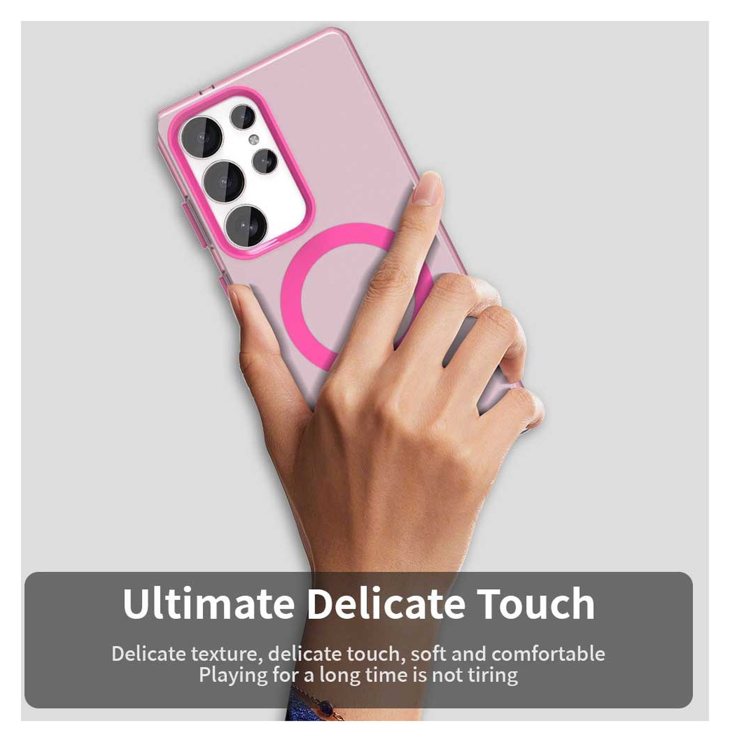 Samsung Galaxy S25 Ultra Hoesje MagSafe Backcover Semi-Transparant & Roze afbeelding 9