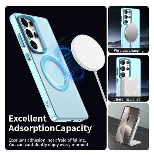 Samsung Galaxy S25 Ultra Hoesje MagSafe Backcover Semi-Transparant & Blauw afbeelding 6