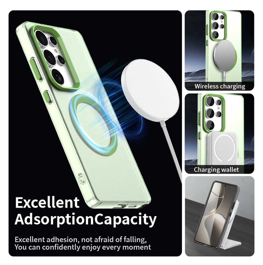 Samsung Galaxy S25 Ultra Hoesje MagSafe Backcover Semi-Transparant & Groen afbeelding 5