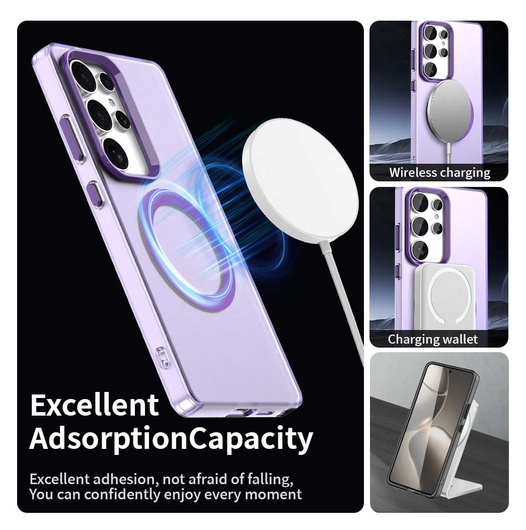 Samsung Galaxy S25 Ultra Hoesje MagSafe Backcover Semi-Transparant & Paars afbeelding 6