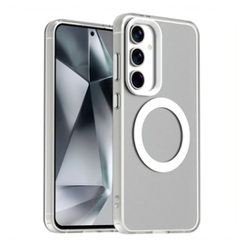 Samsung Galaxy S25 / S24 Hoesje MagSafe Backcover Semi-Transparant & Wit