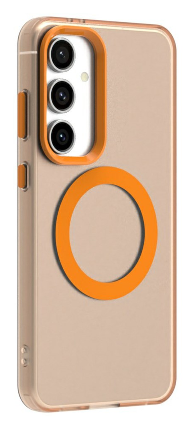 Samsung Galaxy S25 / S24 Hoesje MagSafe Backcover Semi-Transparant & Oranje afbeelding 5