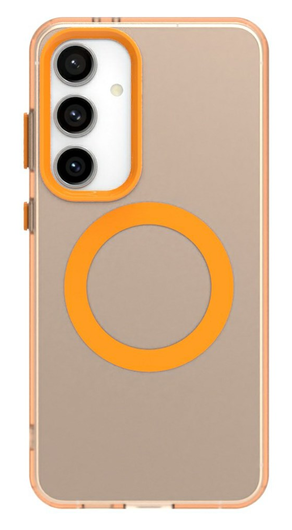 Samsung Galaxy S25 / S24 Hoesje MagSafe Backcover Semi-Transparant & Oranje afbeelding 2