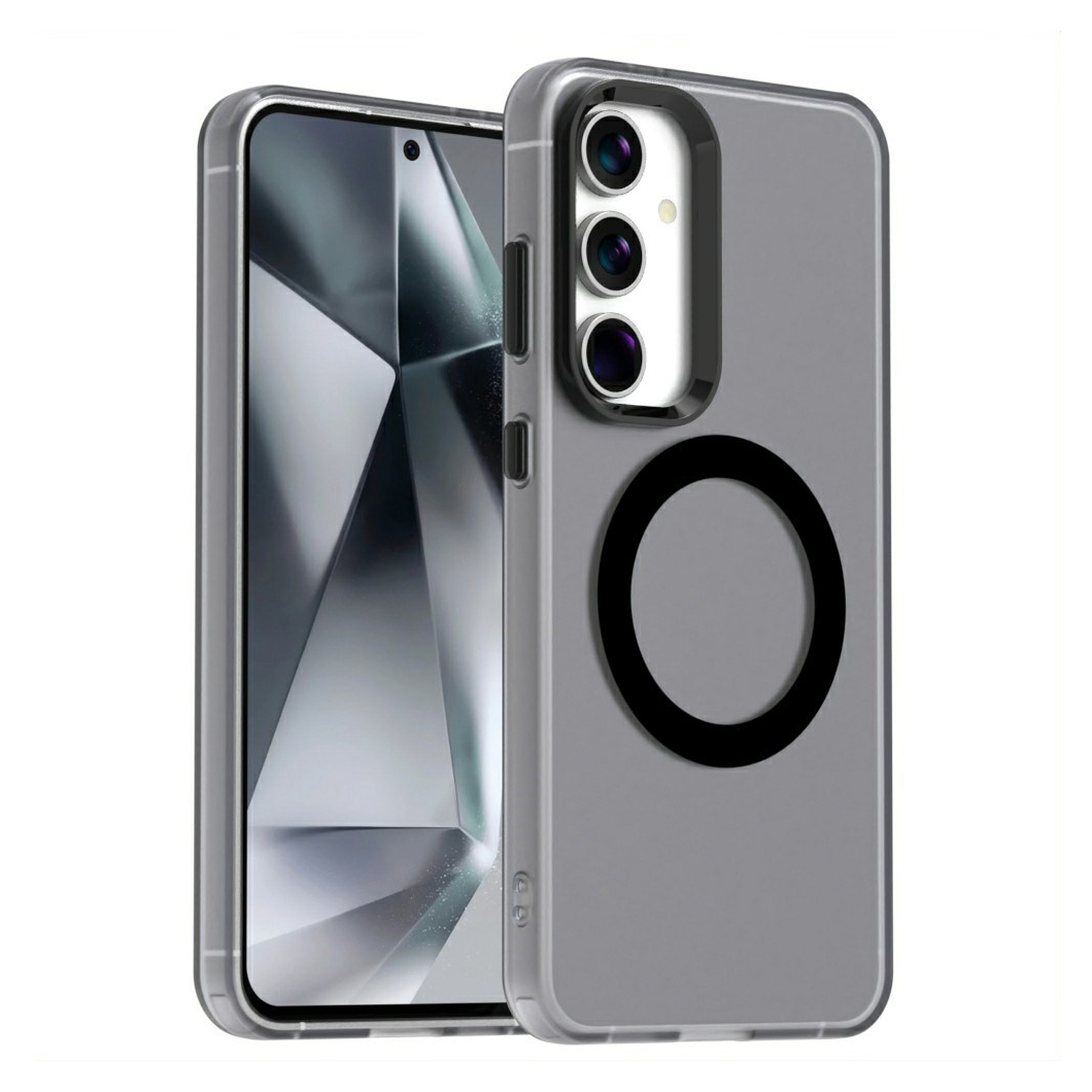 Samsung Galaxy S25 / S24 Hoesje MagSafe Backcover Semi-Transparant & Zwart afbeelding 1