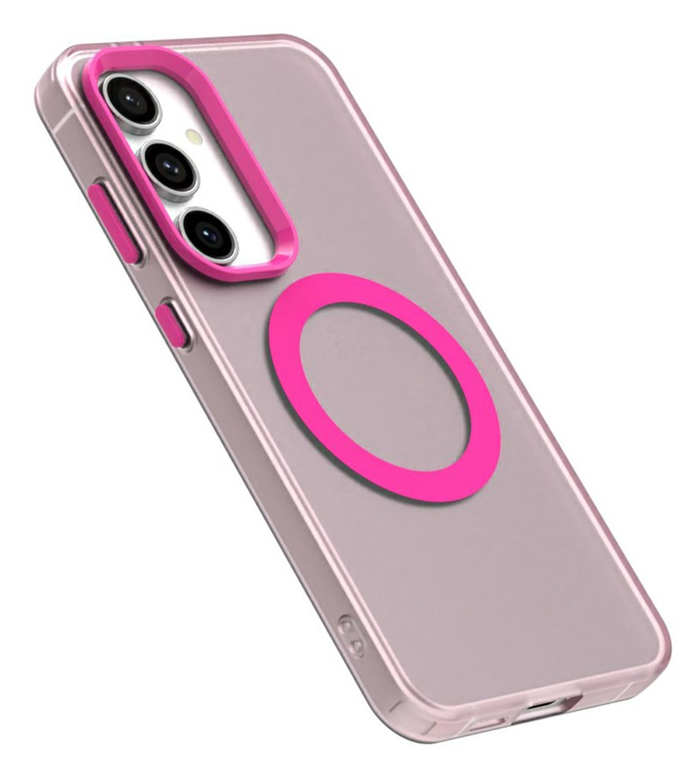 Samsung Galaxy S25 / S24 Hoesje MagSafe Backcover Semi-Transparant & Roze afbeelding 8