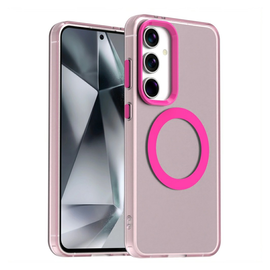 Samsung Galaxy S25 / S24 Hoesje MagSafe Backcover Semi-Transparant & Roze