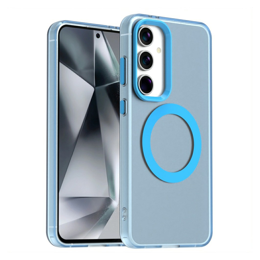 Samsung Galaxy S25 / S24 Hoesje MagSafe Backcover Semi-Transparant & Blauw afbeelding 1