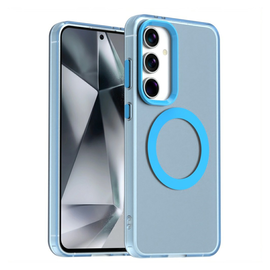 Samsung Galaxy S25 / S24 Hoesje MagSafe Backcover Semi-Transparant & Blauw afbeelding