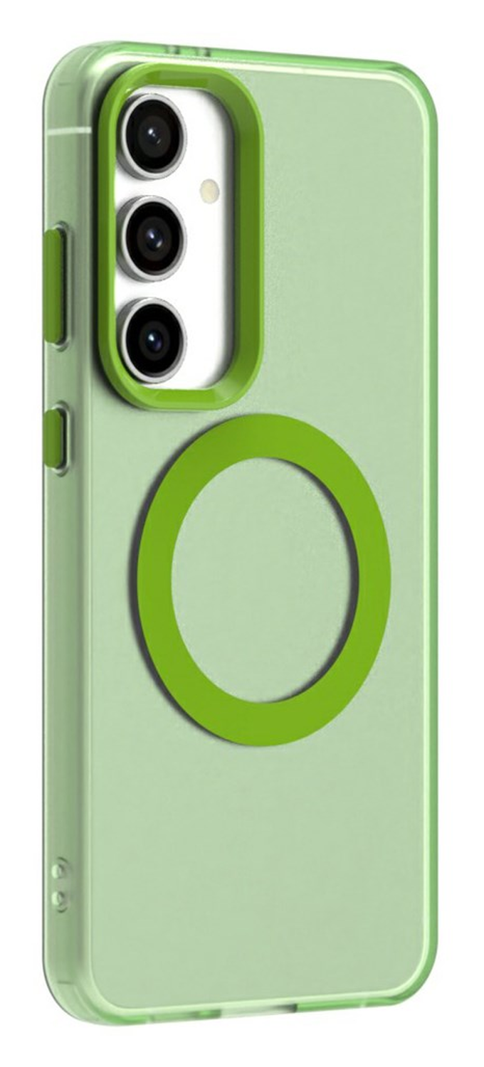 Samsung Galaxy S25 / S24 Hoesje MagSafe Backcover Semi-Transparant & Groen afbeelding 5