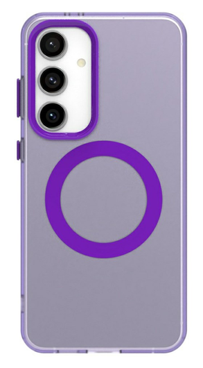 Samsung Galaxy S25 / S24 Hoesje MagSafe Backcover Semi-Transparant & Paars afbeelding 2