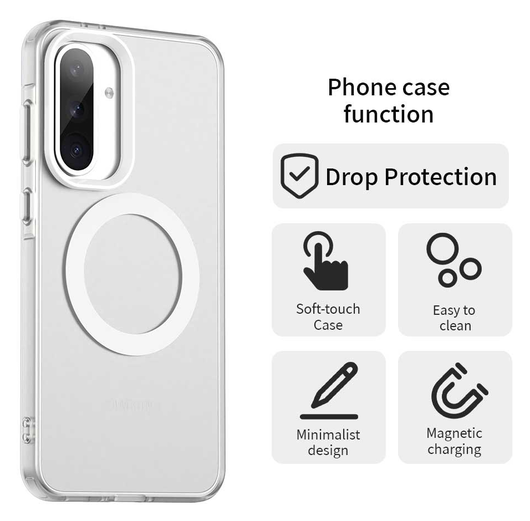 Samsung Galaxy A56 / A36 Hoesje MagSafe Backcover Semi-Transparant & Wit afbeelding 2