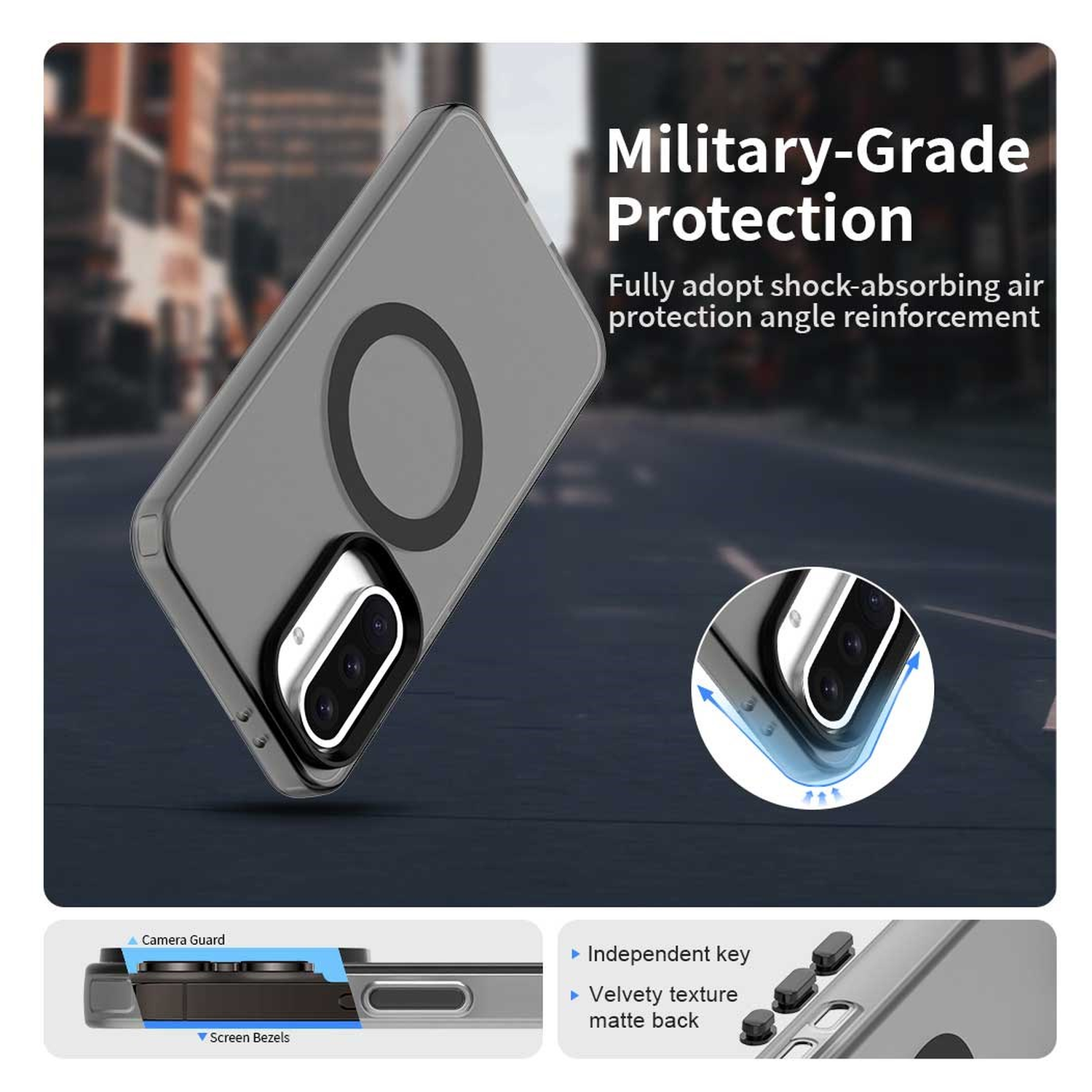 Samsung Galaxy A56 / A36 Hoesje MagSafe Backcover Semi-Transparant & Zwart afbeelding 4