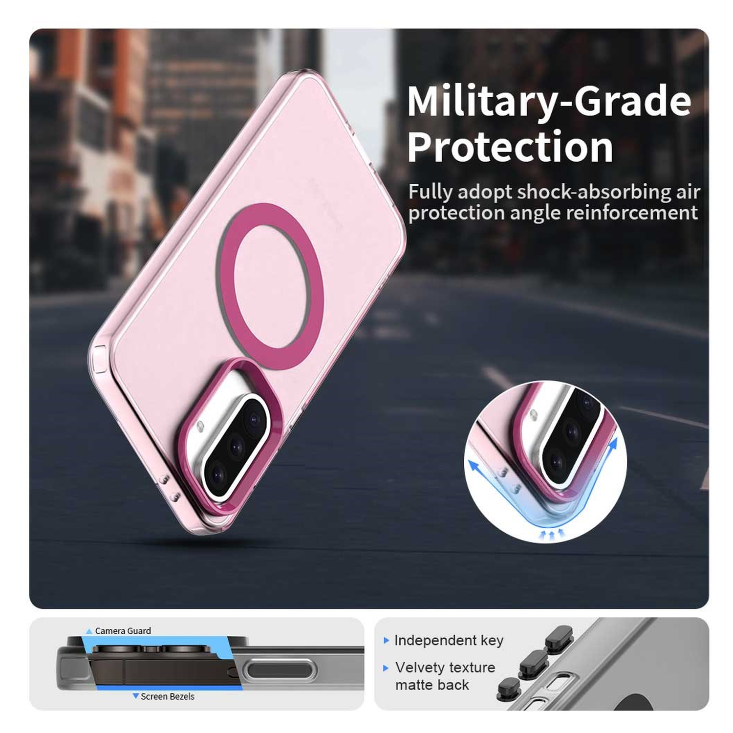 Samsung Galaxy A56 / A36 Hoesje MagSafe Backcover Semi-Transparant & Roze afbeelding 4