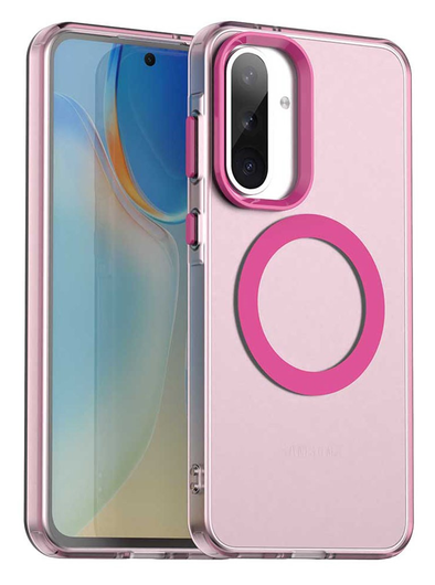 Samsung Galaxy A56 / A36 Hoesje MagSafe Backcover Semi-Transparant & Roze afbeelding 1