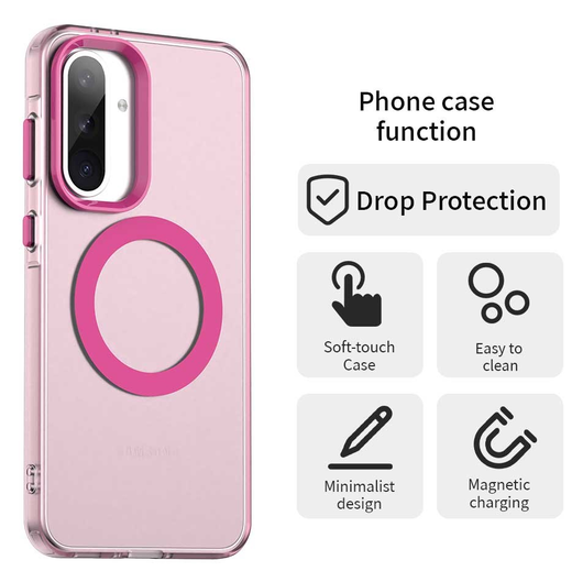 Samsung Galaxy A56 / A36 Hoesje MagSafe Backcover Semi-Transparant & Roze afbeelding 2