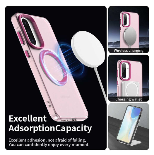 Samsung Galaxy A56 / A36 Hoesje MagSafe Backcover Semi-Transparant & Roze afbeelding 6