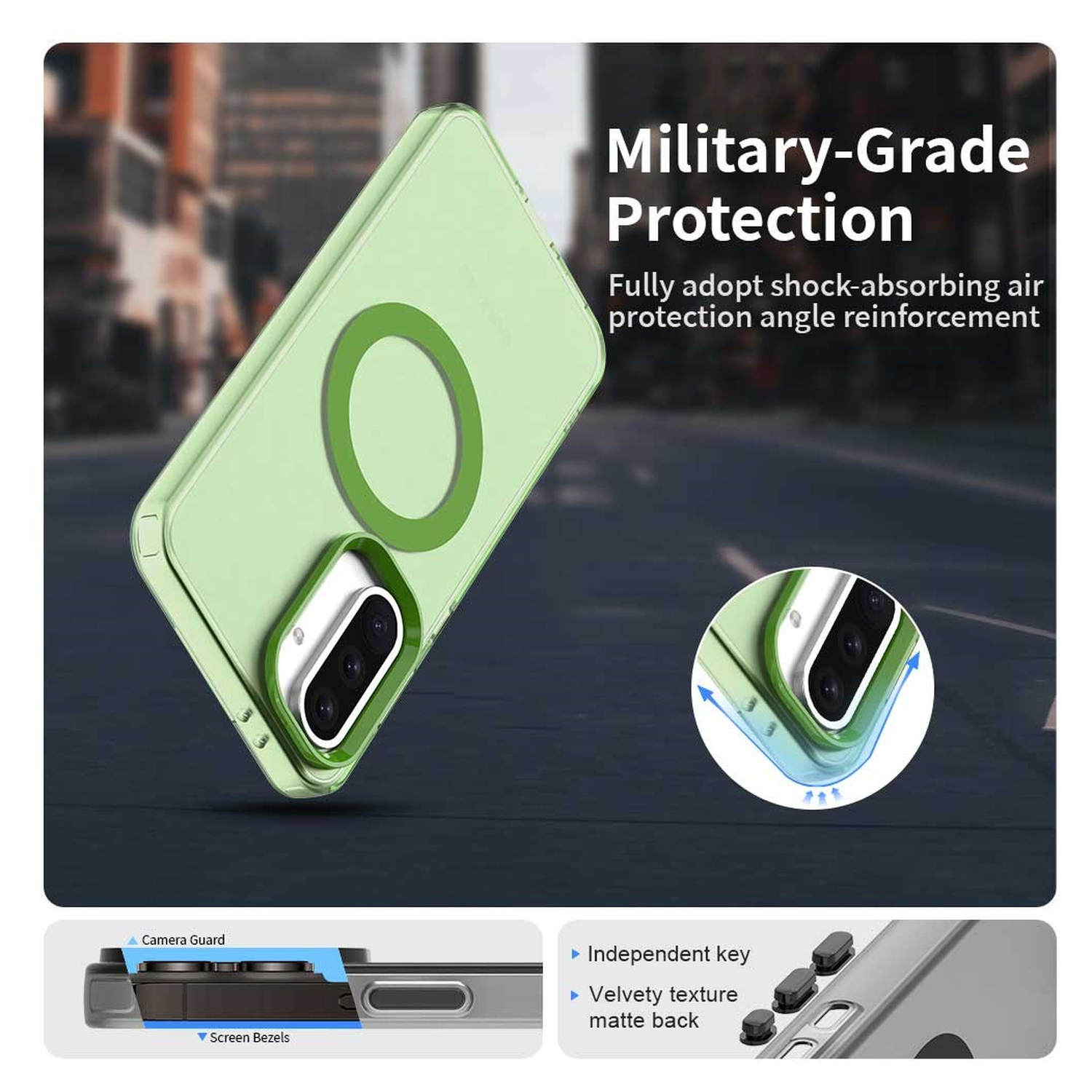 Samsung Galaxy A56 / A36 Hoesje MagSafe Backcover Semi-Transparant & Groen afbeelding 4