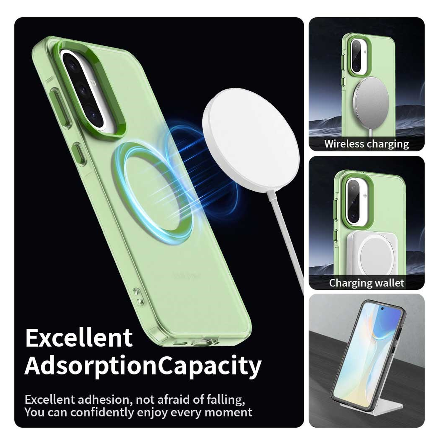 Samsung Galaxy A56 / A36 Hoesje MagSafe Backcover Semi-Transparant & Groen afbeelding 6