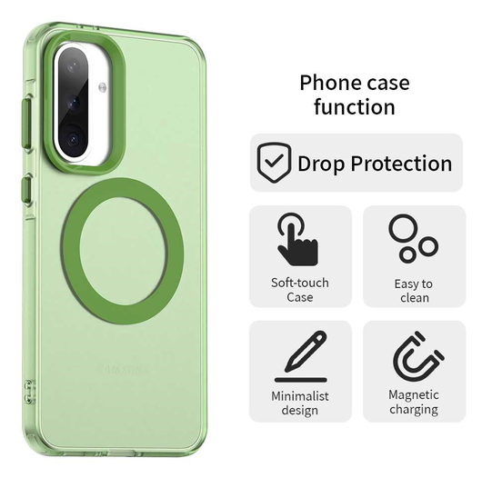 Samsung Galaxy A56 / A36 Hoesje MagSafe Backcover Semi-Transparant & Groen afbeelding 2