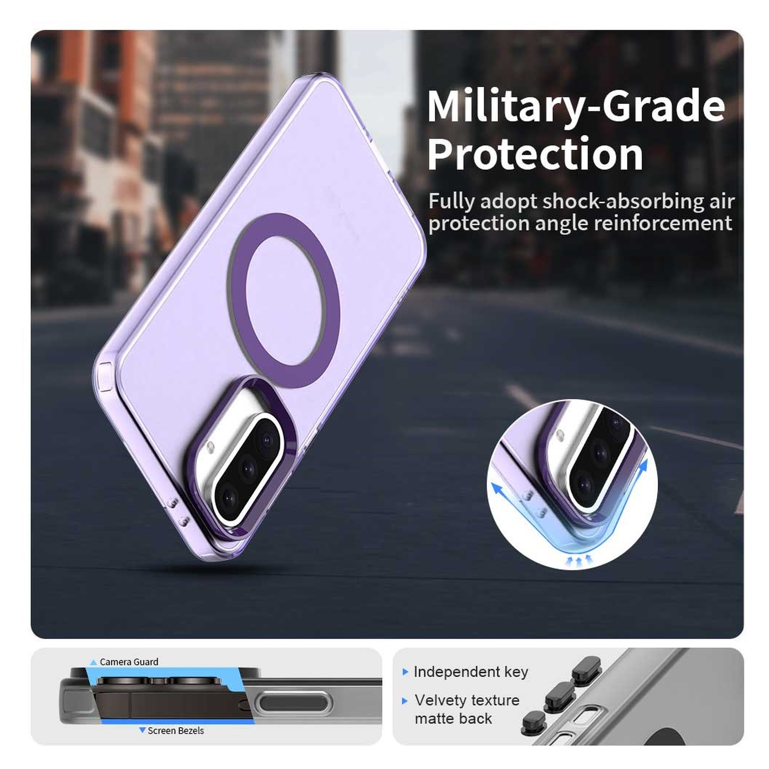 Samsung Galaxy A56 / A36 Hoesje MagSafe Backcover Semi-Transparant & Paars afbeelding 4