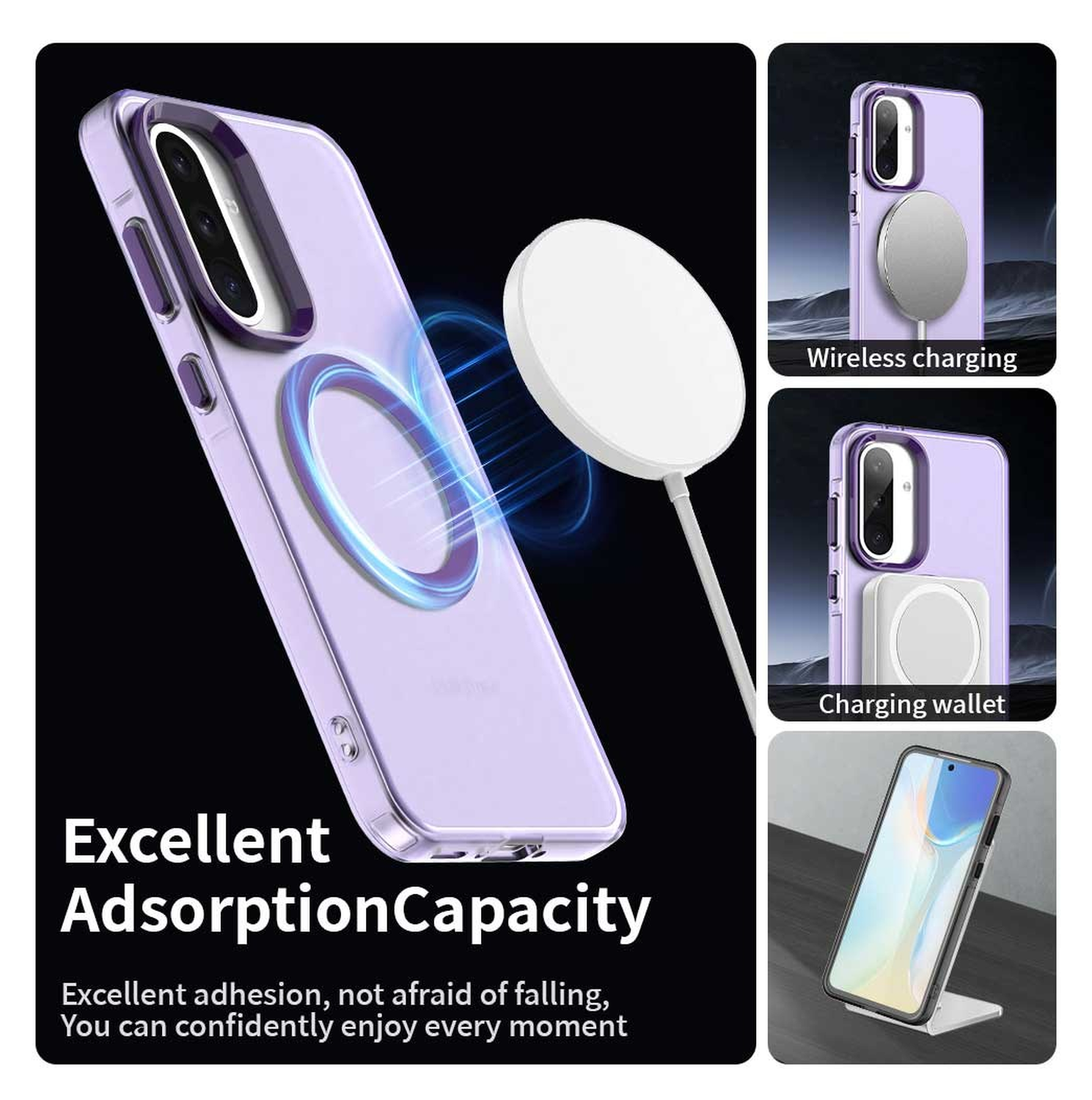 Samsung Galaxy A56 / A36 Hoesje MagSafe Backcover Semi-Transparant & Paars afbeelding 6