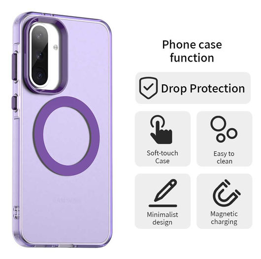 Samsung Galaxy A56 / A36 Hoesje MagSafe Backcover Semi-Transparant & Paars afbeelding 2