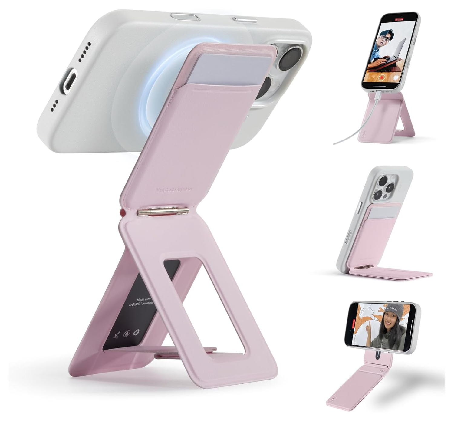 MOFT Tripod Wallet MOVAS MagSafe Kaarthouder met Uitklapbare Standaard Roze afbeelding 1