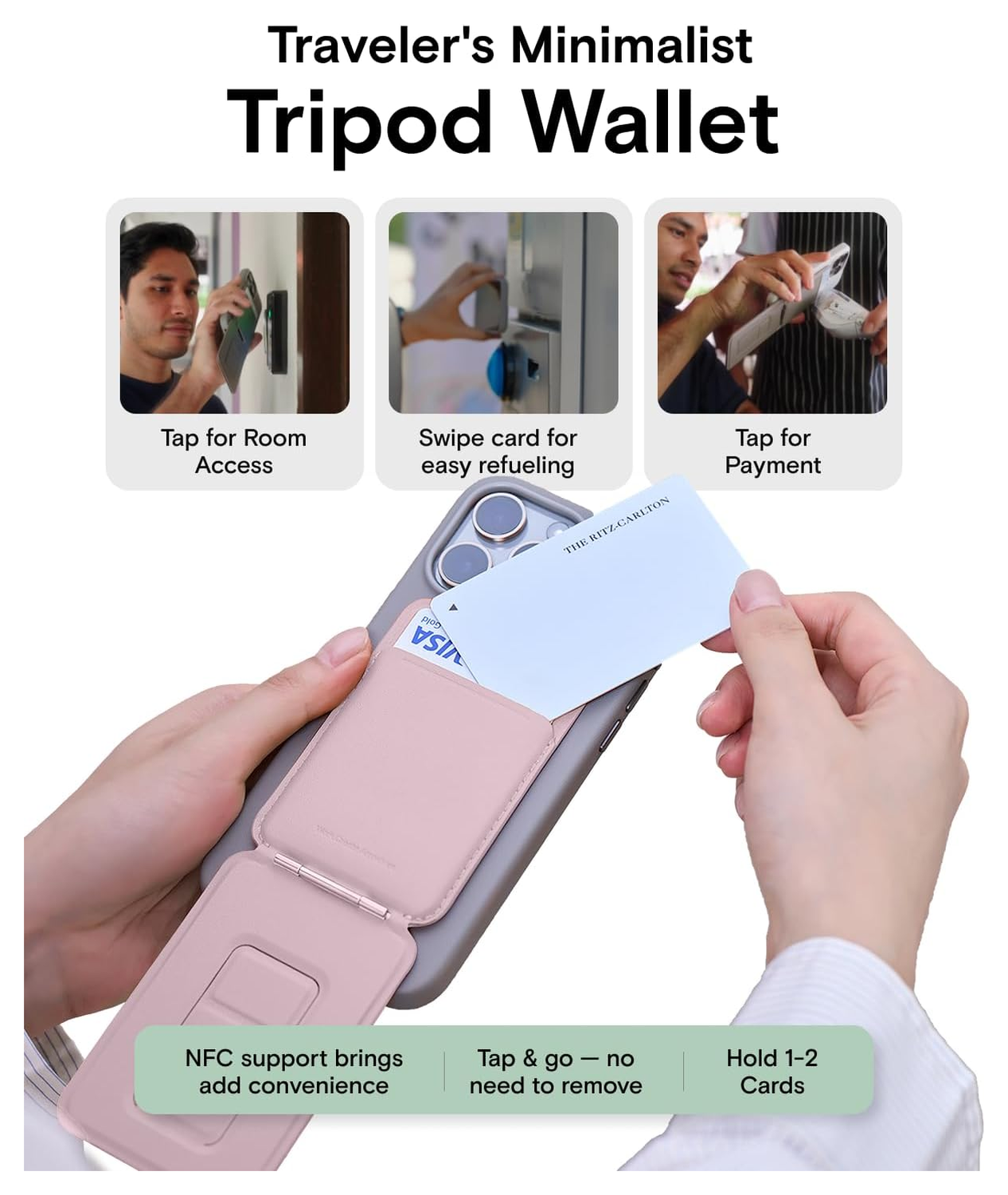 MOFT Tripod Wallet MOVAS MagSafe Kaarthouder met Uitklapbare Standaard Roze afbeelding 5