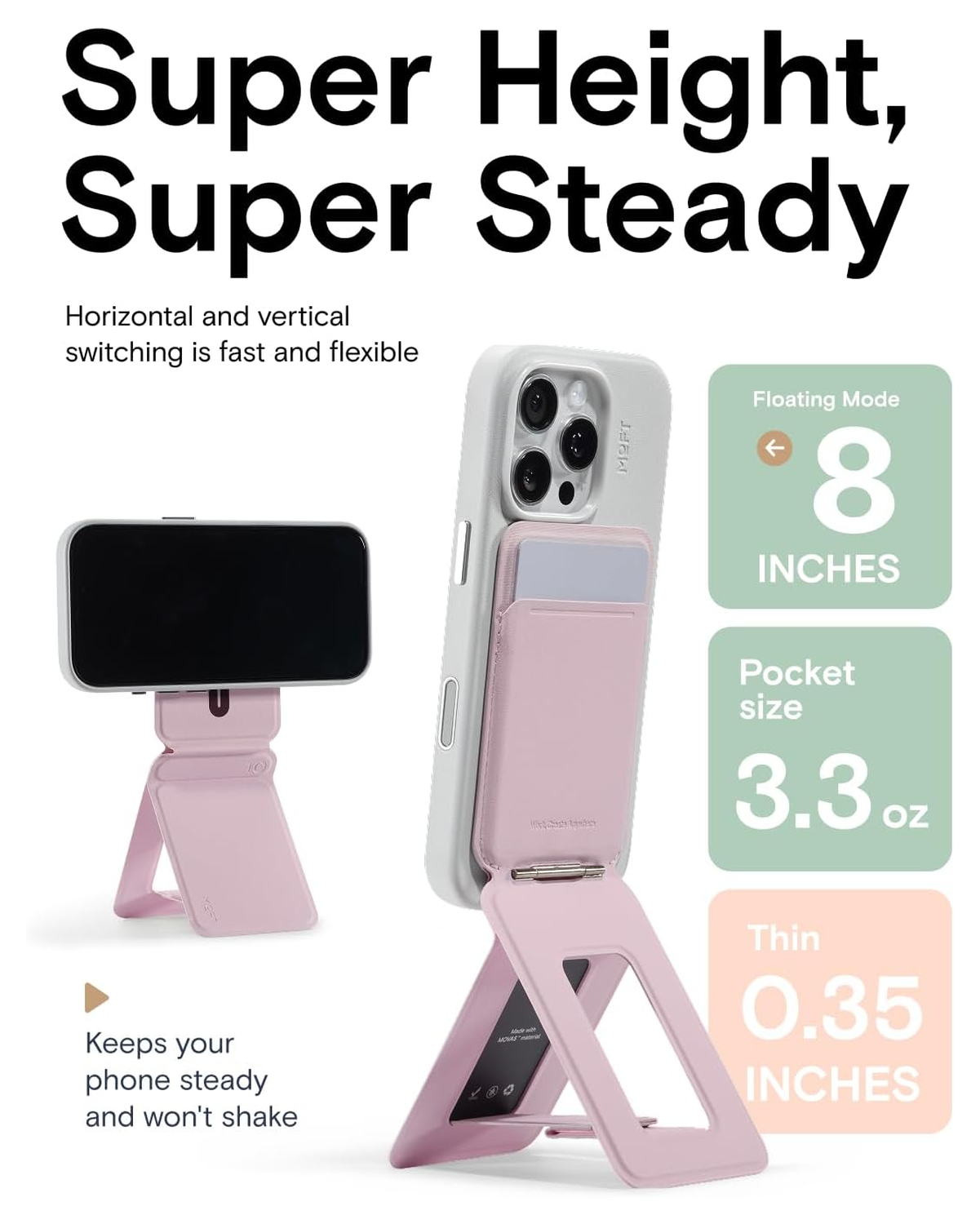 MOFT Tripod Wallet MOVAS MagSafe Kaarthouder met Uitklapbare Standaard Roze afbeelding 7