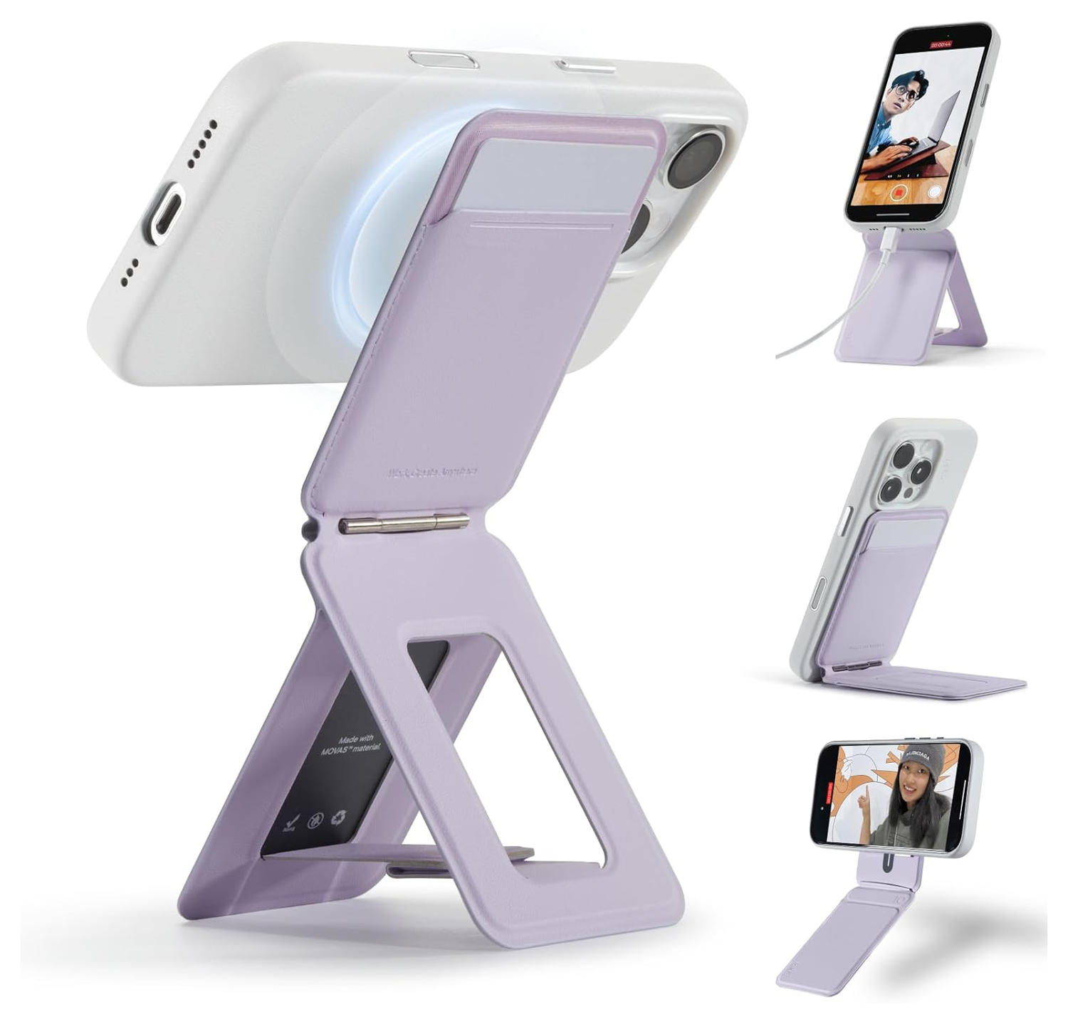 MOFT Tripod Wallet MOVAS MagSafe Kaarthouder met Uitklapbare Standaard Paars afbeelding 1