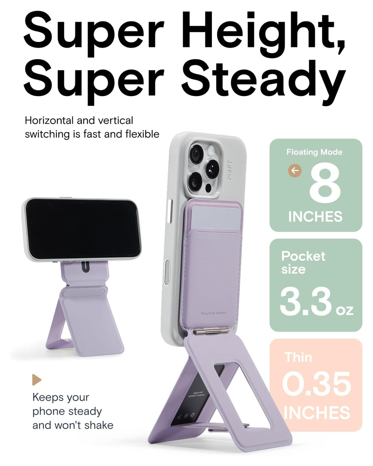 MOFT Tripod Wallet MOVAS MagSafe Kaarthouder met Uitklapbare Standaard Paars afbeelding 7