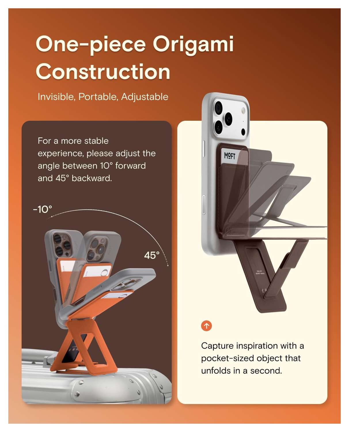 MOFT Tripod Wallet MOVAS MagSafe Kaarthouder met Uitklapbare Standaard Bruin afbeelding 4