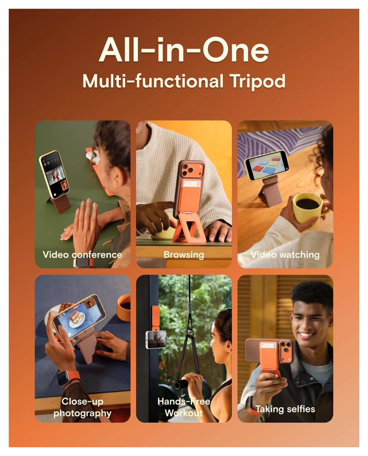 MOFT Tripod Wallet MOVAS MagSafe Kaarthouder met Uitklapbare Standaard Bruin afbeelding 6