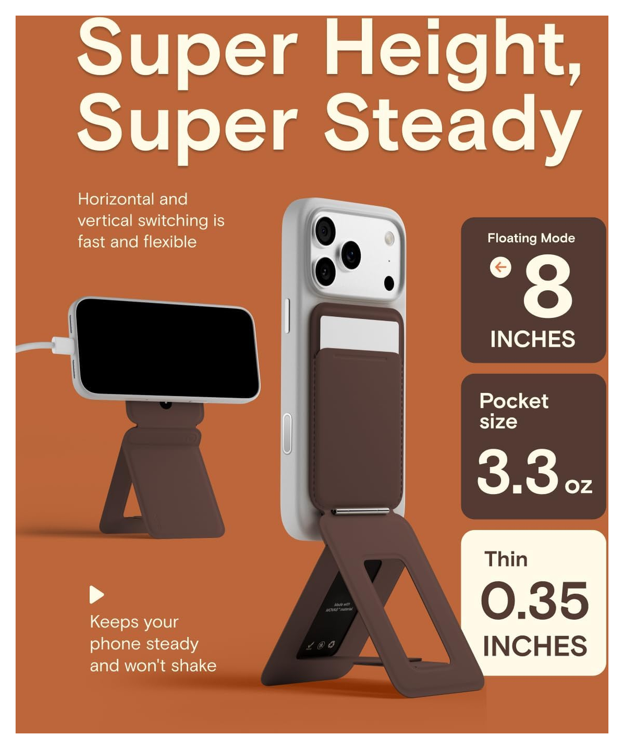 MOFT Tripod Wallet MOVAS MagSafe Kaarthouder met Uitklapbare Standaard Bruin afbeelding 7