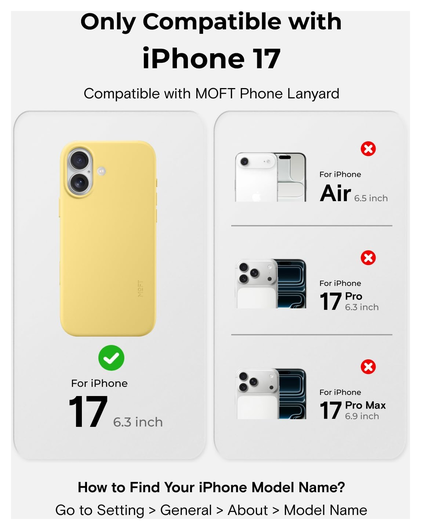 MOFT MOVAS Snap iPhone 17 Hoesje MagSafe Vegan Leer Back Cover Geel afbeelding 2