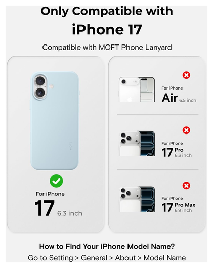 MOFT MOVAS Snap iPhone 17 Hoesje MagSafe Vegan Leer Back Cover Lichtblauw afbeelding 2