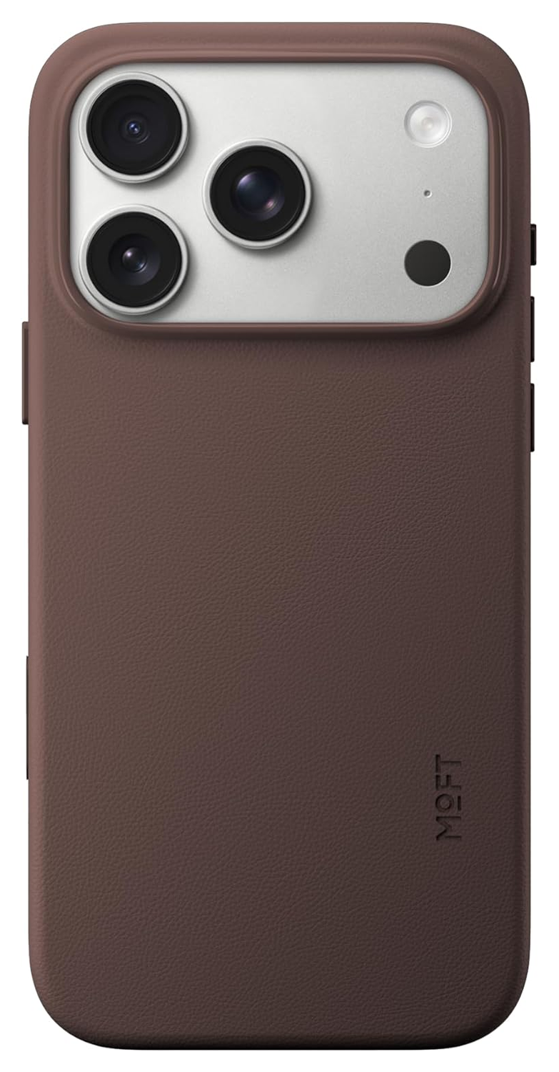 MOFT MOVAS Snap iPhone 17 Pro Hoesje MagSafe Vegan Leer Back Cover Bruin afbeelding 1