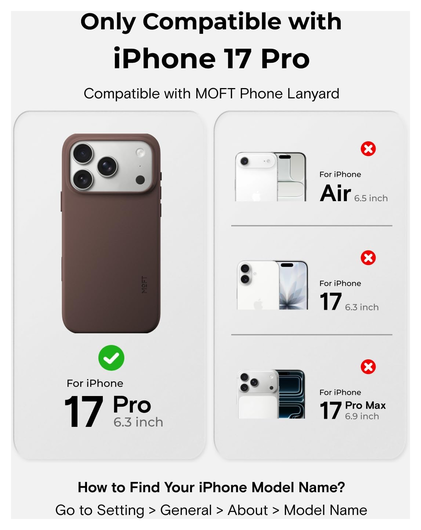 MOFT MOVAS Snap iPhone 17 Pro Hoesje MagSafe Vegan Leer Back Cover Bruin afbeelding 2