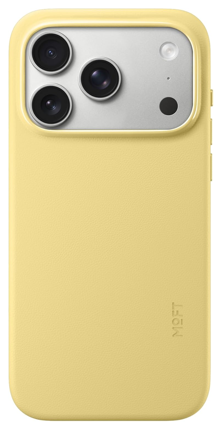 MOFT MOVAS Snap iPhone 17 Pro Hoesje MagSafe Vegan Leer Back Cover Geel afbeelding 1