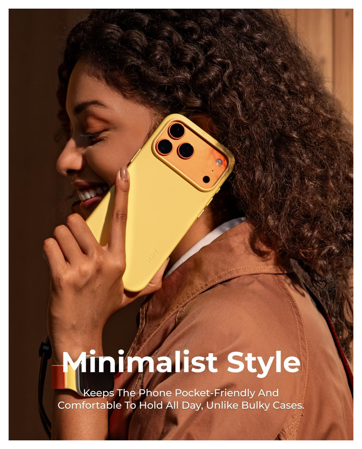 MOFT MOVAS Snap iPhone 17 Pro Hoesje MagSafe Vegan Leer Back Cover Geel afbeelding 7