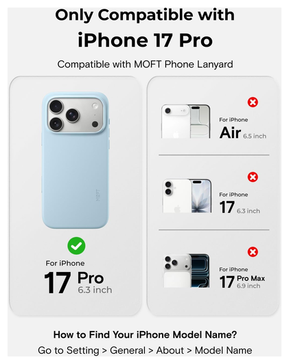 MOFT MOVAS Snap iPhone 17 Pro Hoesje MagSafe Vegan Leer Back Cover Lichtblauw afbeelding 2