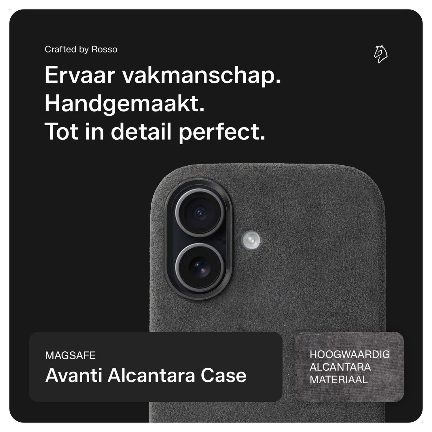 Rosso Avanti Apple iPhone 17 Hoesje Alcantara MagSafe met Wallet Grijs afbeelding 2