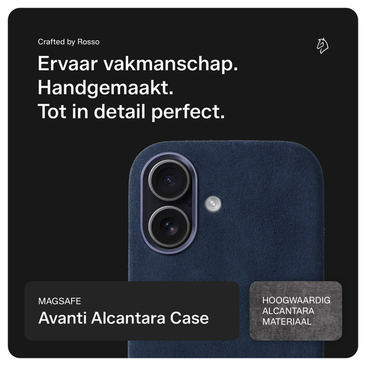 Rosso Avanti Apple iPhone 17 Hoesje Alcantara MagSafe met Wallet Blauw afbeelding 2