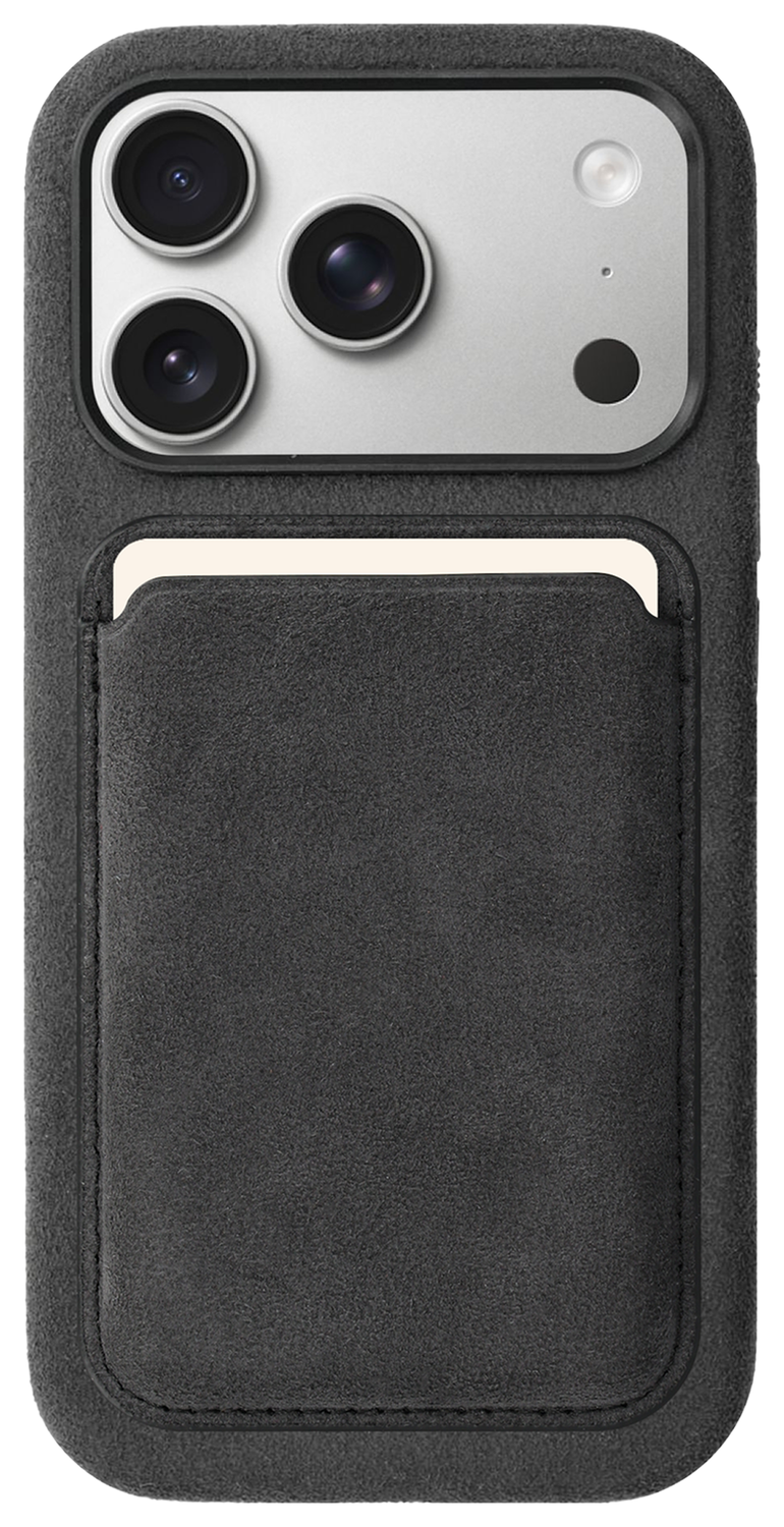 Rosso Avanti Apple iPhone 17 Pro Hoesje Alcantara MagSafe met Wallet Grijs afbeelding 1