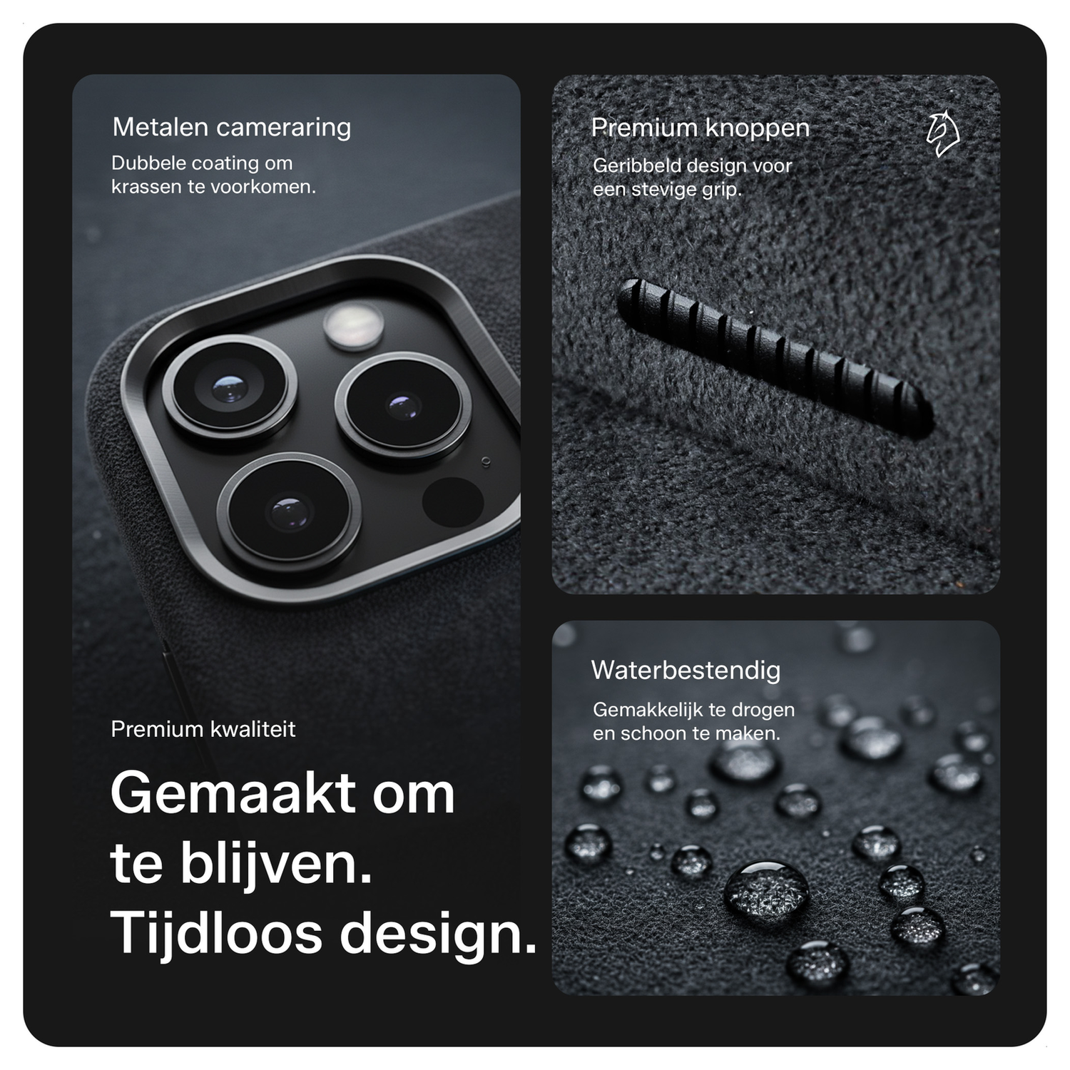 Rosso Avanti Apple iPhone 17 Pro Hoesje Alcantara MagSafe met Wallet Grijs afbeelding 3