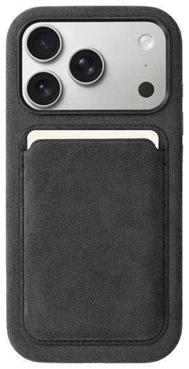Rosso Avanti Apple iPhone 17 Pro Hoesje Alcantara MagSafe met Wallet Grijs afbeelding 1