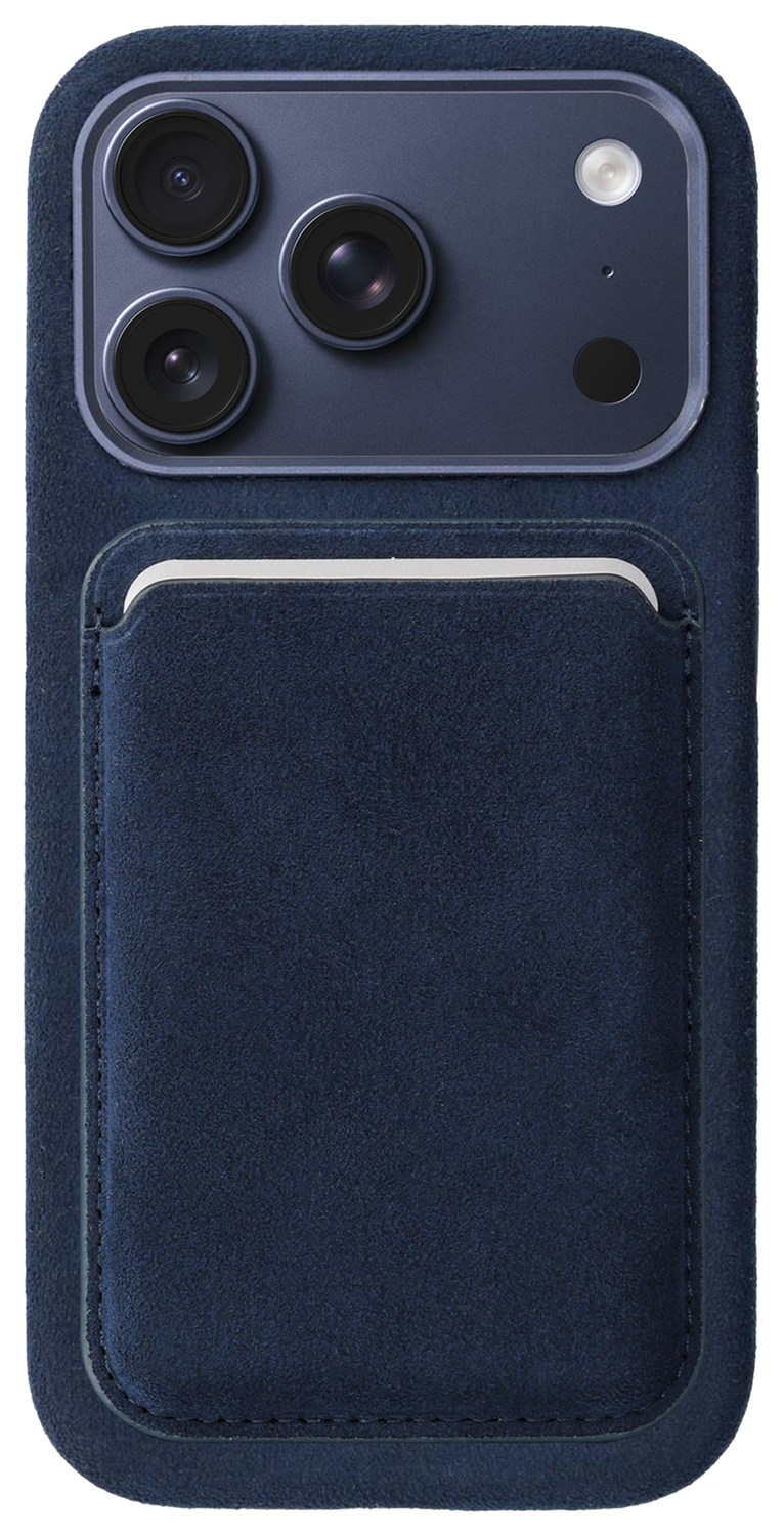 Rosso Avanti Apple iPhone 17 Pro Hoesje Alcantara MagSafe met Wallet Blauw afbeelding 1