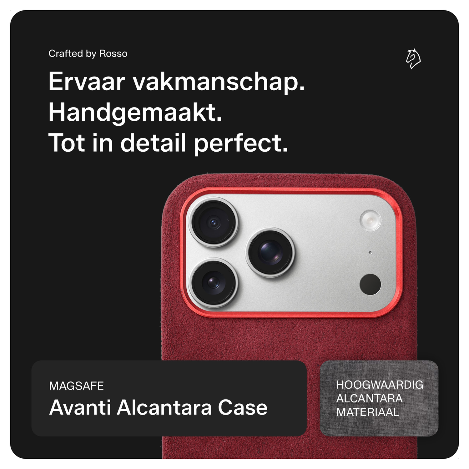 Rosso Avanti Apple iPhone 17 Pro Hoesje Alcantara MagSafe met Wallet Burgundy afbeelding 2