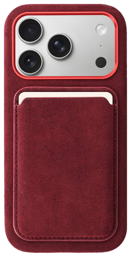 Rosso Avanti Apple iPhone 17 Pro Hoesje Alcantara MagSafe met Wallet Burgundy afbeelding 1